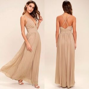 Lulus Depths of My Love Nude Blush Maxi Dress Small